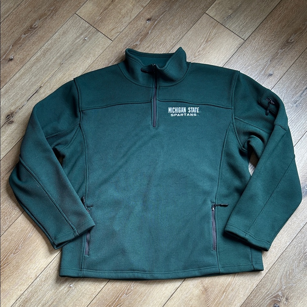 Michigan State University Spartans Quarter Zip Heavy Knit Pullover XXL Green